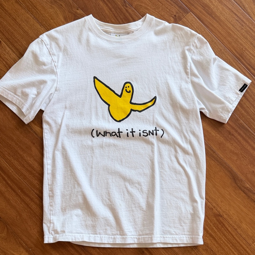 Unisex White Graphic Tee with Yellow Bird